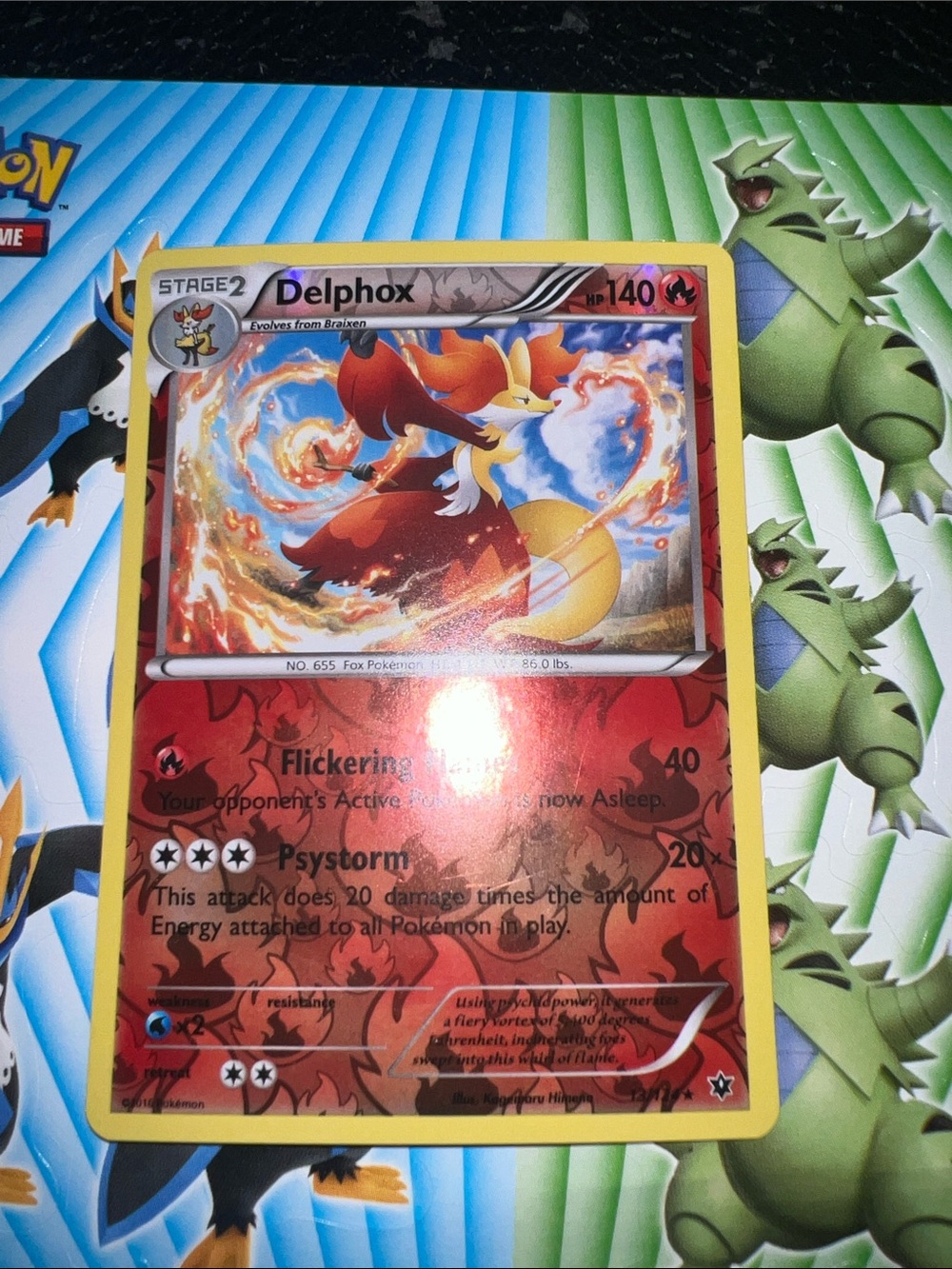 Pokemon Delphox Card - Red, Orange, Yellow